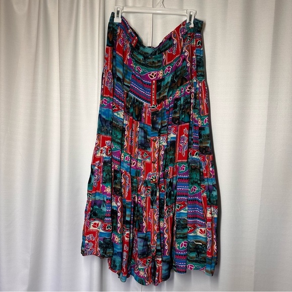 Vintage Skirt Maxi 80s Hippy Boho Gypsy Southwestern Aztec USA Native American - Picture 3 of 15
